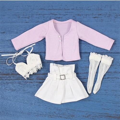 DBS Blyth doll clothes White lace purple cardigan with high waist shorts and socks suit for the ICY gift