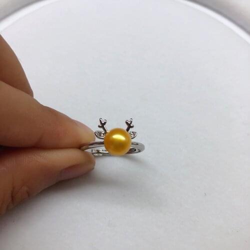 Christmas Deer Ring Base Findings Settings Adjustable Ring Jewelry Parts Fittings Party Accessories for Pearl Beads Stones