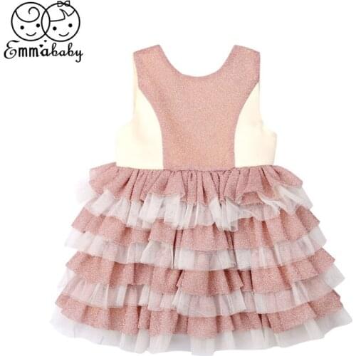 Baby Girl Dress New Year Costume Christmas Kid Bowknot Clothes Princess Layered Tutu Dress Toddler Children Party Wedding Outfit