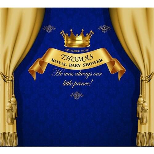 Custom DIV gold curtains crown vip Royal Blue photo backdrop Vinyl cloth High quality Spray Painted wall photo studio background