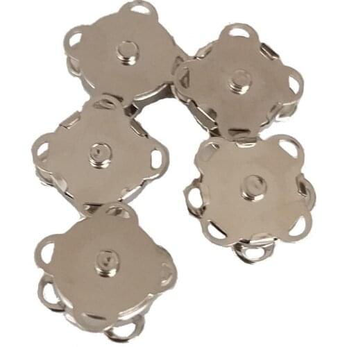 Mesh Pocket Bag Mini Columned Magnet Silver Color 5li Package