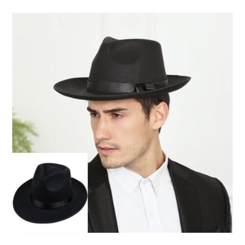 Michael Jackson hats cosplay costume hat Classic Mens Wool Felt Godfather Fedora Hat - Gangster Mobster Michael Jackson hats