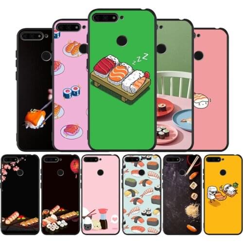 Cute Japanese sushi black Silicone Phone Case For Huawei honor 30 20 Pro 8 8X 9 10 20 Lite Mate 10 20 30 Lite Pro cover
