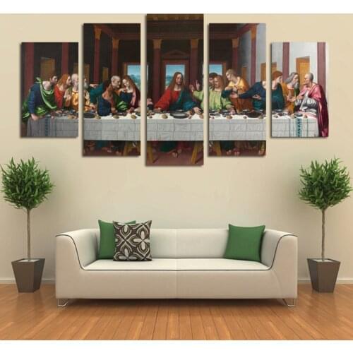 Modern Canvas Art Wall Art Prints 5 Pieces Last Dinner Painting Home Decor Poster Picture Canvas Artwork For Living Room Decor