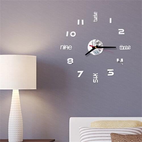 Modern Design Wall Clock Decorative 3D Wall Sticker Clocks For Bedroom Living Room Decor Quartz Watch DIY Wall Clocks 19MAR4