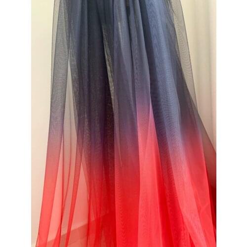 5 yards Dip Dye Style Tulle Fabric Black Red Tulle Fabric With Ombré Color