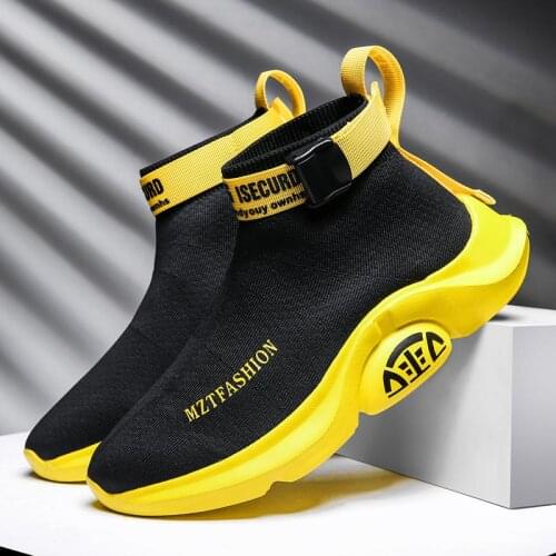 High Top Massive Socks Sneakers Man Sport Shoes Men High Platform Sports Shoes Male Running Shoes Black Knit Footwear GMD-0890