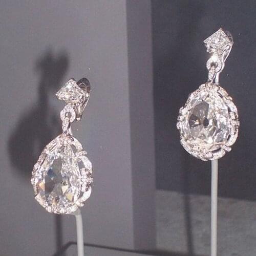 1 Pair Big Water-drop Shaped Cubic Zirconia Drop Earrings Women Temperament Party Jewelry Anniversary Love Gift Dropship