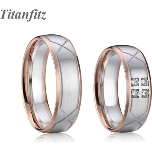 1 Pair Custom Wedding Rings 18k Rose Gold Plated For Couples Love Alliance Titanium Promise Ring Marriage Anniversary anillos