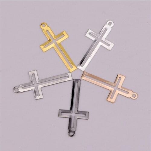 10 pieces / batch Brass hollow cross charm brass pendant for jewelry bracelet DIY accessories