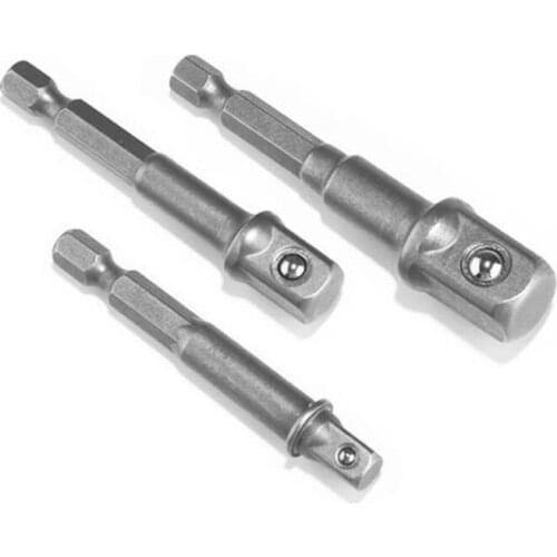 3PCS 1/4" 3/8" 1/2"Hex Shank Wrench Drive Power Drill Socket Drill Adapter Socket Extension Drill Bit Adaptor Screwdriver Tools