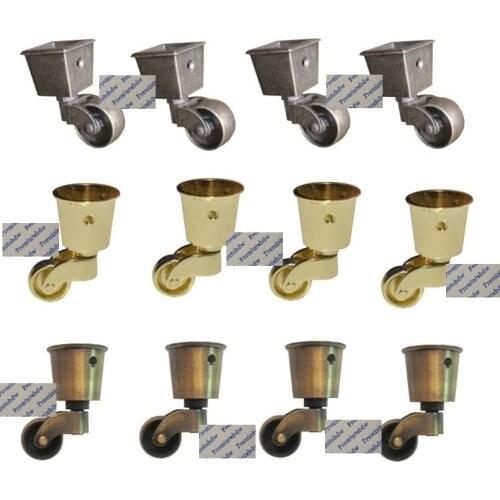 4Pcs/Lot Zinc Round Square Swivel Cup Caster Socket Castor Antique Bronze Gold Furniture Piano Wine Serving Trolley