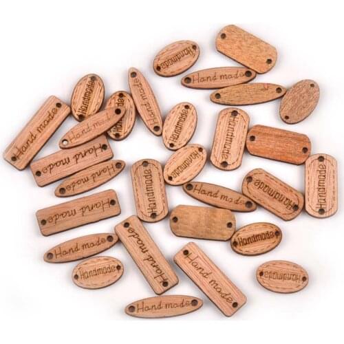 50pcs Vintage Mixed "Hand Made" Wood Slices Craft For Handmade Scrapbooking Decorative Wooden Ornament Sewing Accessories M1599X