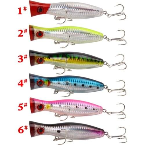 6Pcs Sea Big Fishing Lure Hard Bait 12.5cm/40g Laser Coating Artificial Poper Topwater Bass Trout Pike Fishing Crankbait