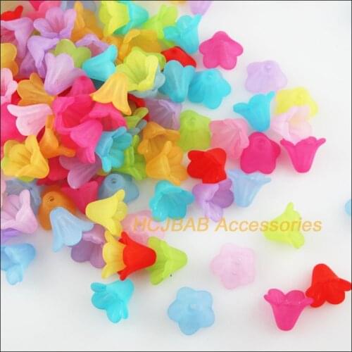 80 New Horn Acrylic Charms Plastic Flower Spacer Beads End Caps Mixed 10x14mm