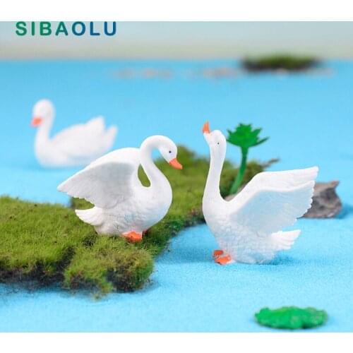 White Swan Resin Duck Figurine Micro Landscape Home Decor Miniature Fairy Garden Ornament Decoration Accessories Modern Figure
