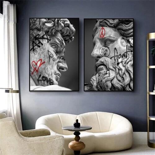 Greek Statue Plaster Sculpture Artwork David Art Canvas Print Painting Prints Figure Wall Picture Living Room Home Decoration