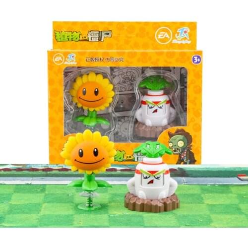 2pcs/lot Plants vs Zombie Figure Toys SunFlower Radish Ejection Game Toy Gift for Kids No Box
