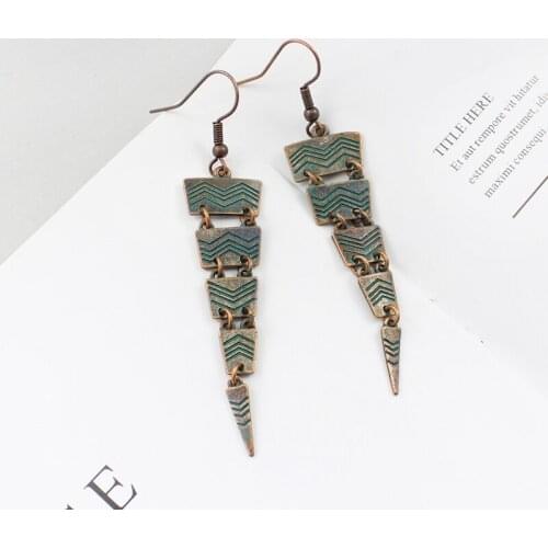 Inverted Triangle Earrings Rectangular Connection Suspension Long Pendientes Kolczyki Earrings For Women Jewelry Brincos