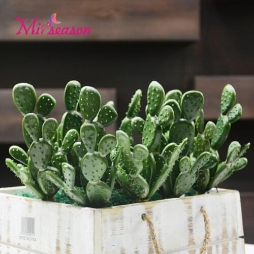 Artificial Cactus Succulents Fake Plastic Opuntia Green Desert Plants Flower Potted Arrangement Home Garden Decoration Plants