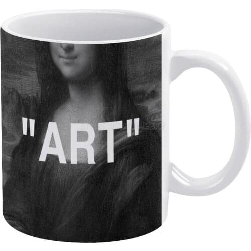 MONA LISA " ART "-BLACK AND WHITE White Mug White Ceramic Tea Cup Birthday Gift Milk Cups and Mugs Mona Lisa Streetwear Logo Coo