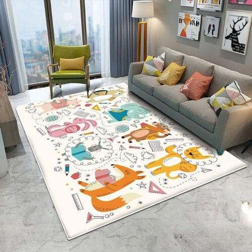 Animals Learning Tools Pattern Children Round Carpet Comfortable Mat Non-Slip Children Flannel Carpet Baby Carpet Baby Play Mat