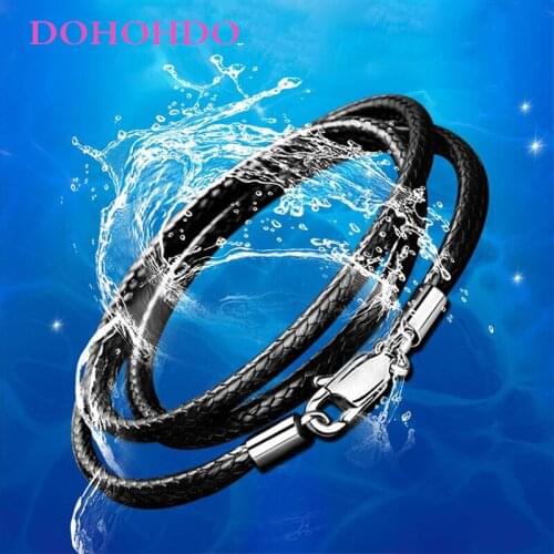 Leather Cord Waxed Rope Necklace Cord Stainless Steel Lobster Clasp Connector Chain For Men Women DIY Necklace Jewelry Making