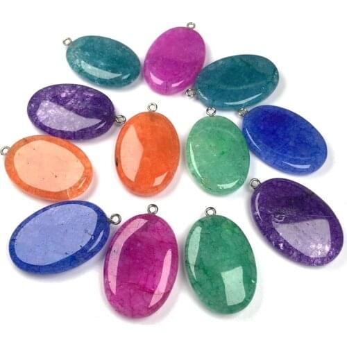 Natural Stone crystals Pendant Elliptical shape Exquisite Pendants charms for Jewelry making DIY Necklaces Accessories 23x38mm