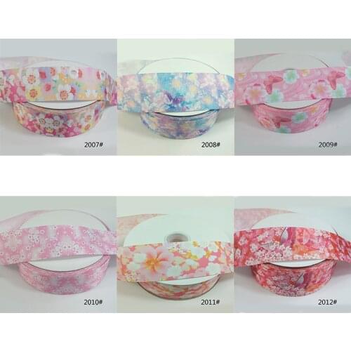 6yards Different Type Mixed 25mm Grosgrain Ribbon Janpese Floral Printed Lace Ribbons for Hairbow DIY Crafts Handmade Materials