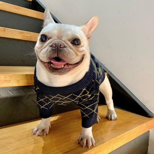 French Bulldog Sweater Jumper Pet Dog Clothes Winter Warm Puppy Hoodie Jacket Coat for Small Medium Dogs Pug Chihuahua AQC36