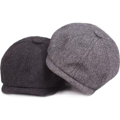 1pcs Men Beret Hat Vintage Flat Peaked Beret Hats For Men Fashion Herringbone Gatsby Tweed Peaky Blinders Hat