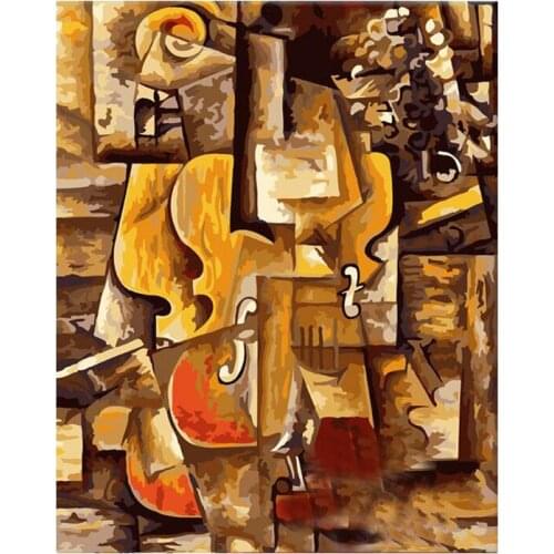 Painting By Numbers DIY Dropshipping 60x75cm violin abstract music Still life Handmade For Living Room Wall Decor Oil Painting