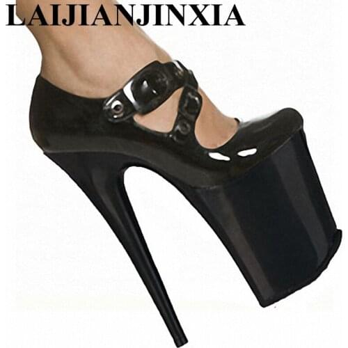 LAIJIANJINXIA New Spring Sexy 20cm Thin High Heels Dancing Night Club Party Modern Dance Shoes Women Platform Dance Pumps Shoes