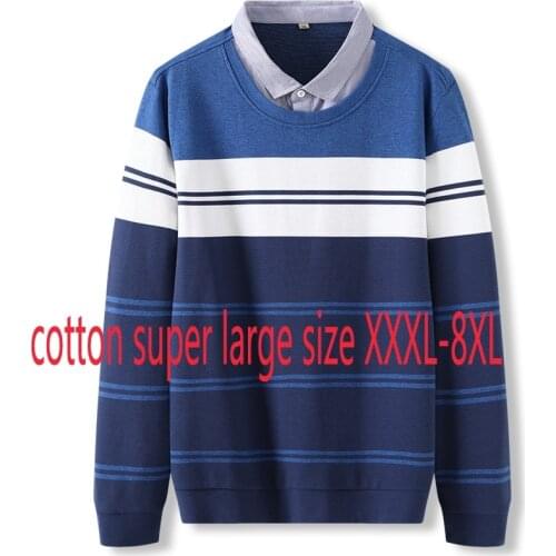 New Arrival Fashion Super Large Fake Two Piece Turn-down Collar Print Knitted Casual T Shirt Plus Size 3XL 4XL 5XL 6XL 7XL 8XL
