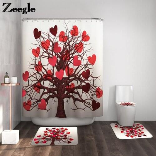 Valentines Day Home Decoration Carpet for Bathroom Bath Mat Set Colorful Love Heart Printed aAnti Slip Mat for Bathroom Rug Set