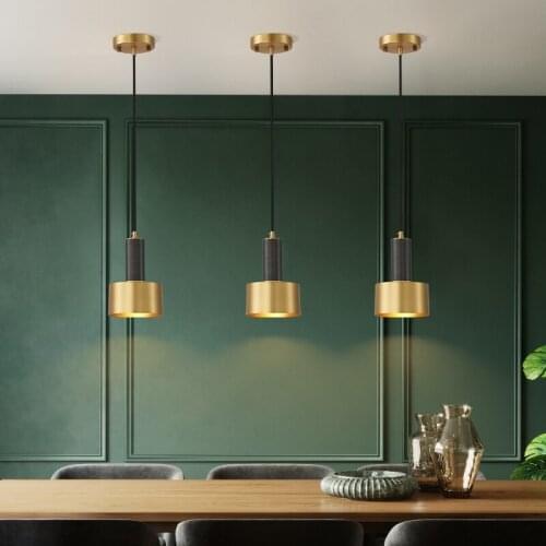Nordic Dining Room Pendent Lamp Copper Bar Counter Creative Bedroom Beside Pendent Lights Modern Simple Lighting Fixtures