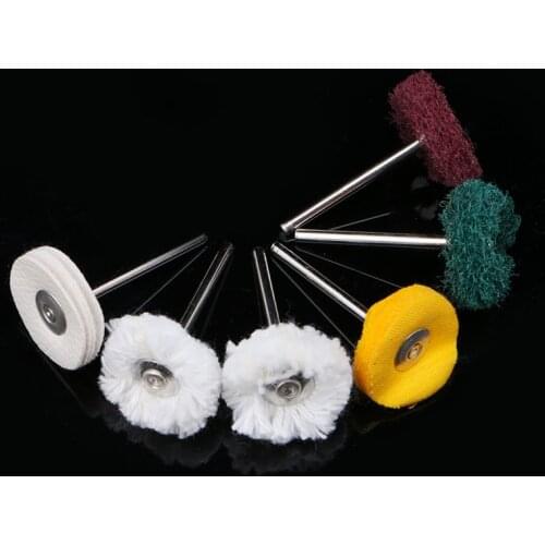 6Pcs 3mm Polisher Buffer Wheel Polishing Buffing Pad Brush For Rotary Drill Bit