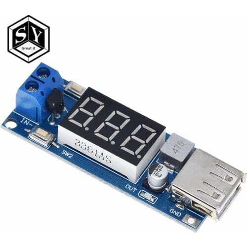 1PCS Great IT DC DC Step Down Module Two-wire Voltmeter 5 V USB Charger or Power Supply Input 4.5V-40V Output 5V/2A