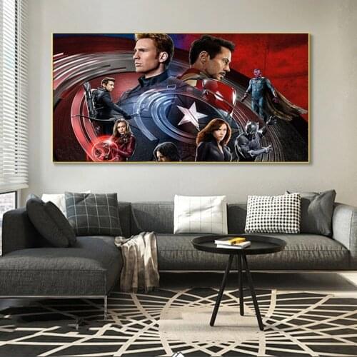 Marvel Avengers Movie Captain America Iron Man Superhero Canvas Painting Posters and Prints Wall Art Pictures for Kid Home Decor
