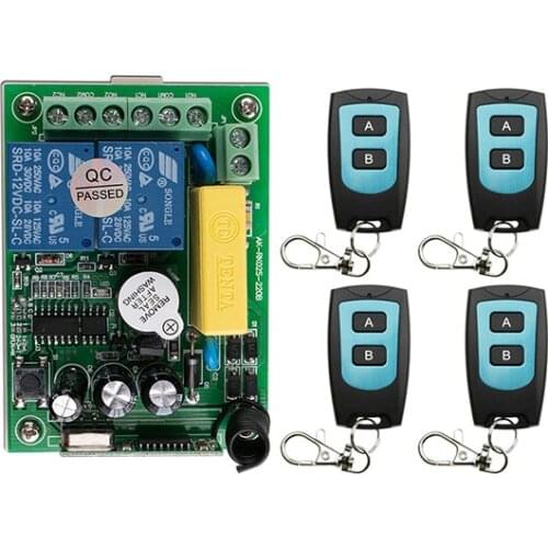 AC220V 2CH 10A Radio Controller RF Wireless Relay Remote Control Switch 315 MHZ 433 MHZ 4 Transmitter+1 Receiver