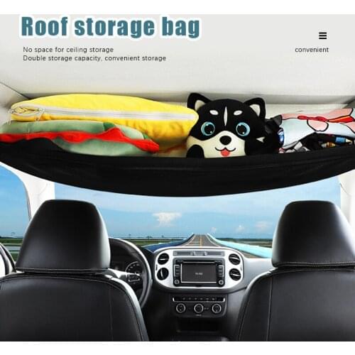 SUV Car Ceiling Storage Net Pocket Car Roof Bag Interior Cargo Net Breathable Mesh Bag Auto Stowing Tidying Interior Accessories