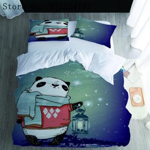 Cartoon Panda Printed 3d Bedding Set Bedroom Decor Duvet Cover 2/3pcs Single Queen King Bedclothes Soft Microfiber Duvet Cover