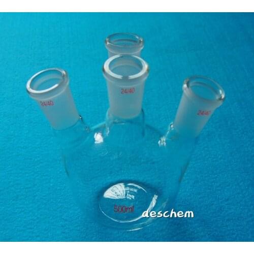 500ml,24/40,4-Neck,Flat Bottom Glass Flask,Four Necks,Laboratory Chemical Bottle