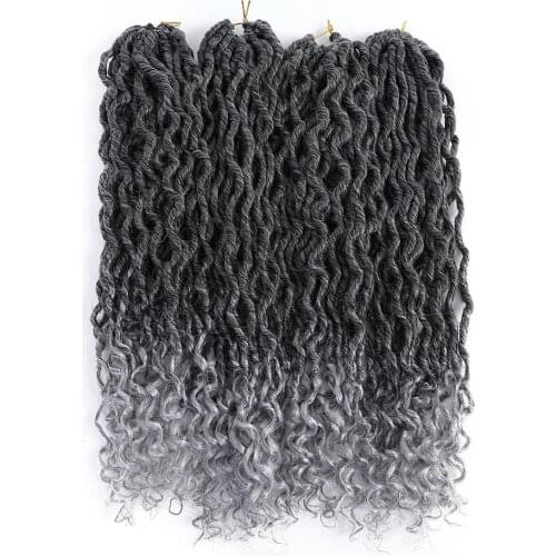 Faux Locs Crotchet Hair Extensions 18 Inch Crochet Braids Soft Natural Synthetic Ombre Blue Brown