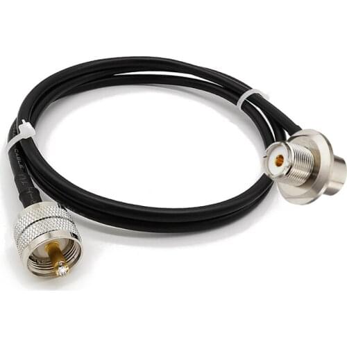 UHF PL259 Male to UHF SO239 Female Right Angle Bulkhead Mount LMR200 Cable for Two Way Radio Amateur Radio Mobile Transceiver