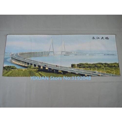 Cuadro con brocado de seda exquisito bordado pintura decorativa en el puente del río Yangtze