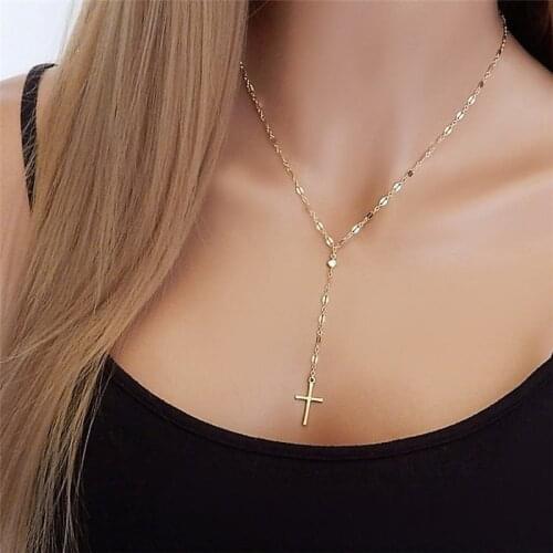 Trendy Jewelry Simple Cross Pendants Necklaces Fashion Bohemian Gold Sliver Chain Collar Short Choker Necklace for Women New