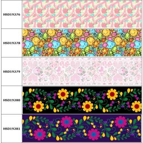 10yard New Arrival Mexico Style Flower Heart Rosa Cartoon Grosgrain Ribbon Accessory Hairbow Headwear Decoration DIY 38MM 75MM