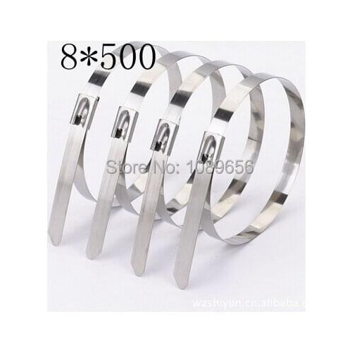 100PCS 8*500mm 8mmx500mm stainless steel zip CABLE TIES LOCK TIE WRAP Fire Resistance