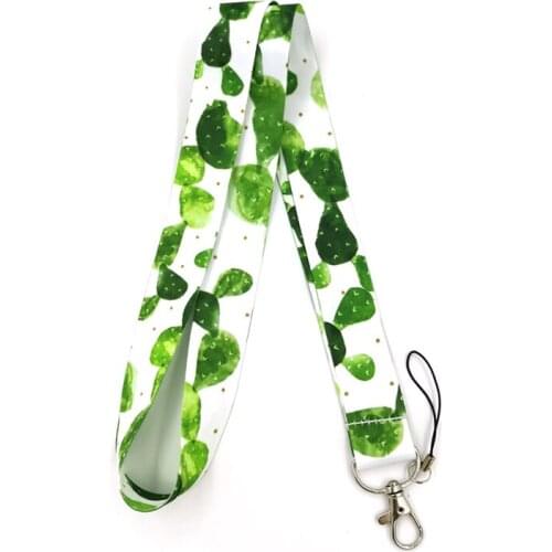 100pcs Cactus Fashion simple keychain mobile phone neck lanyard key ID card mobile phone USB key lanyard